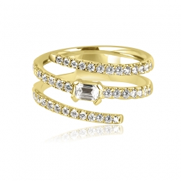 18K Yellow Gold Diamond Coil Ring
